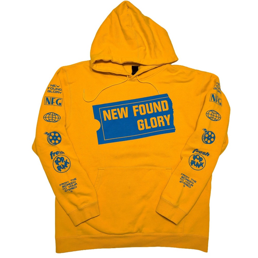BEIMAR New Found Glory Hoodie Mens Large Yellow Good Blockbuster Pop Punk Band